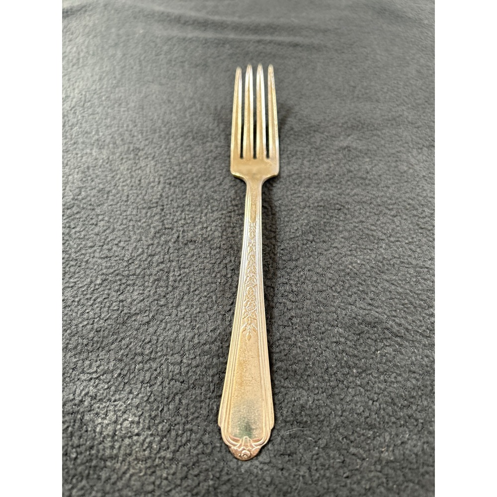 Plymouth Silver Plate Dinner Fork Vintage Floral Rose Pattern 7.25 inch